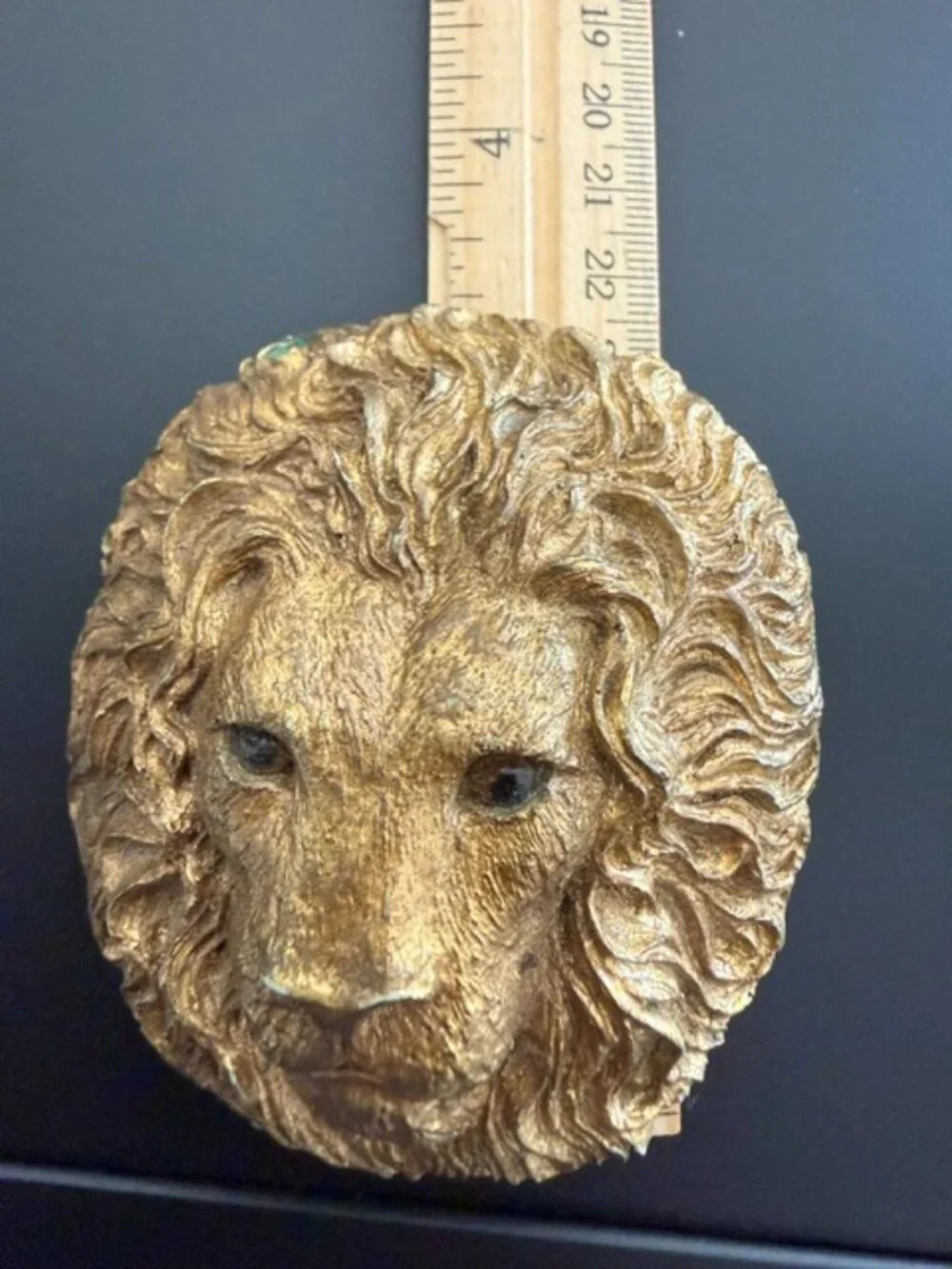 Vintage Charmant Belt Buckle Lion Face Beverly Hills Glass Eyes Wall Plaque Gold